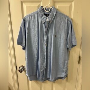 Blue Polo Short Sleeve Button Up
